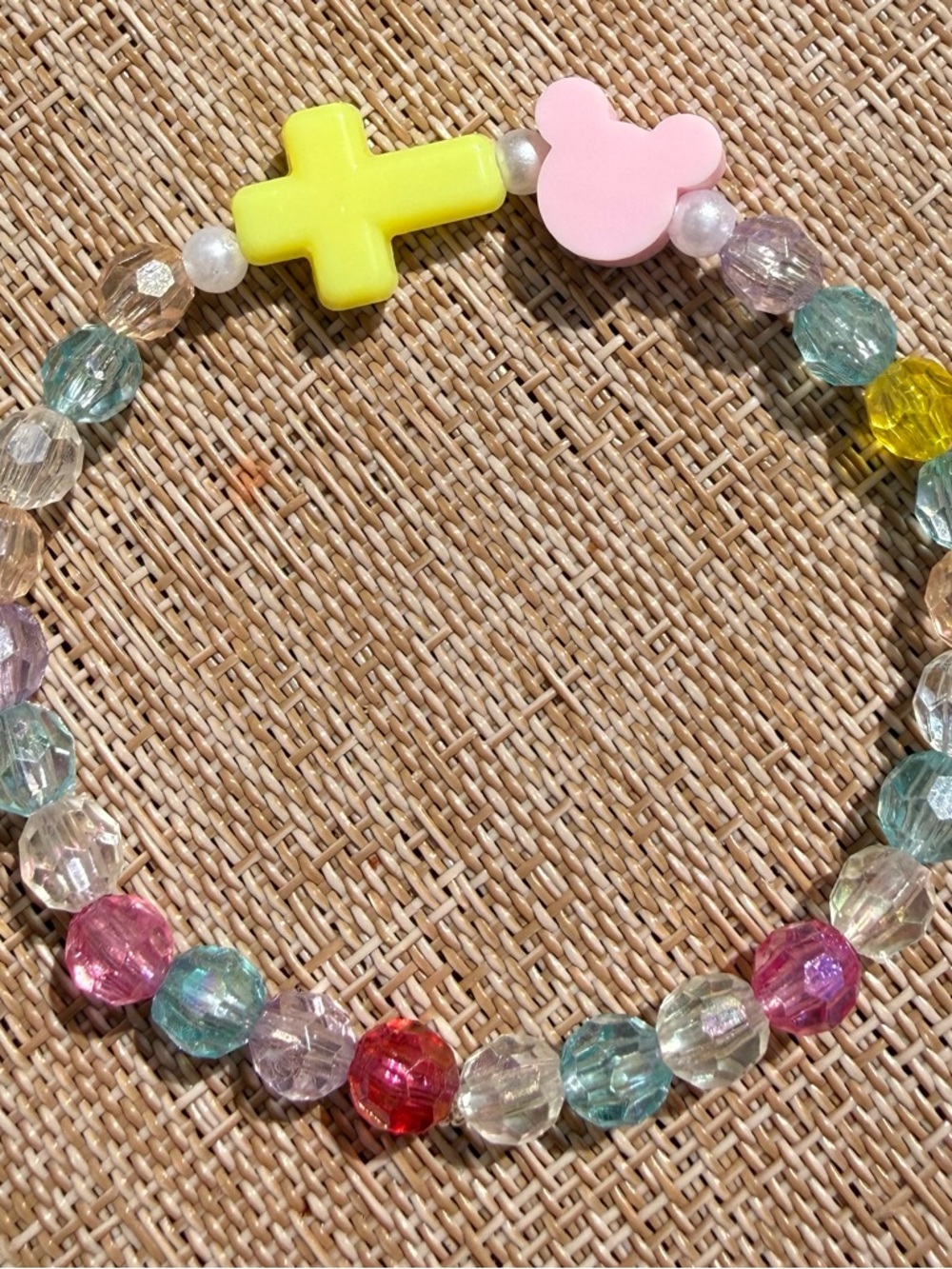 Kawaii Disney Inspired Bracelet
Mickey Mouse + Cross Beaded Handmade 6.5 inches - Picture 2 of 4
